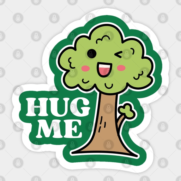 Hug Me Kawaii Tree Hugger Sticker by Illustradise